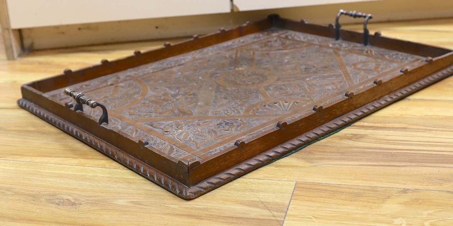 A Victorian carved oak tray, 50 x 66cm